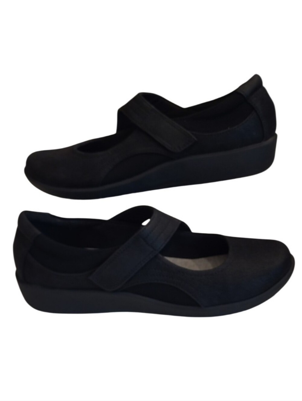 Clarks Cloudsteppers Sillian Bella Mary Janes Comfort Flat Hook & Loop Strap